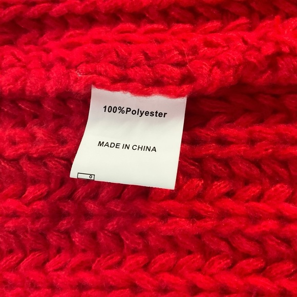 UEU Sleeveless Red Cropped Knit Cardigan Crochet Sweater SZ M Women Vest Western - Picture 3 of 6